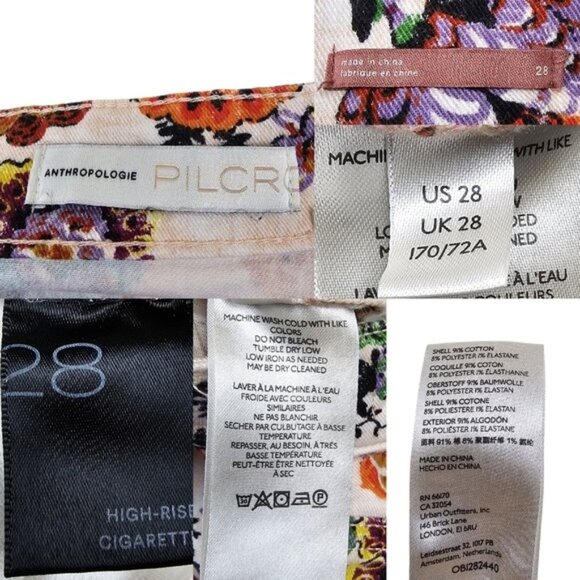 Anthropologie Womens Pilcro Floral Print Cigarette Slim Straight Jeans Size 28 - Picture 10 of 10